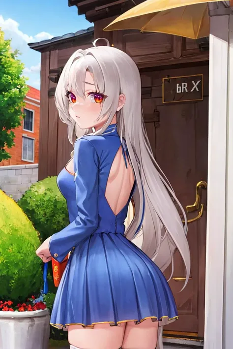 (masterpiece, best quality, beautiful detailed eyes, intricate details), 4k
1girl, standing, outdoors, from behind,
<lora:gijinkaseries_clorox-19:1.00> clorox-chan, ahoge, blue dress, detached sleeves, white thighhighs