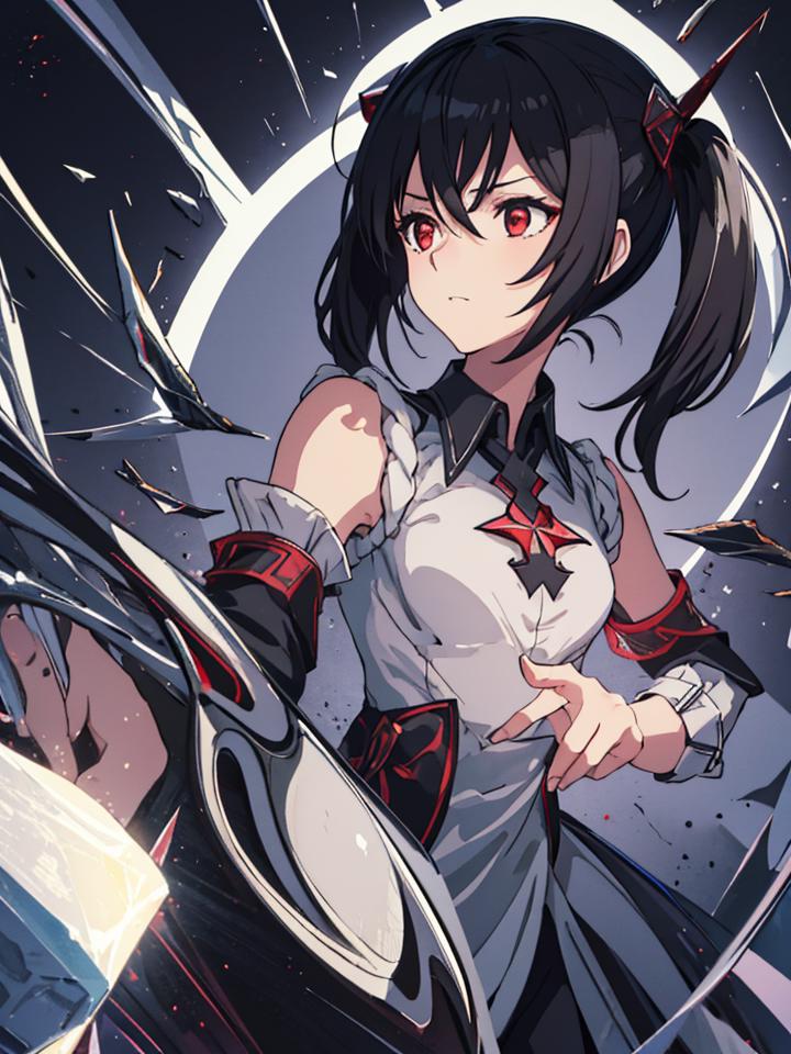Anime girl with a sword and a sword in her hand - SeaArt AI
