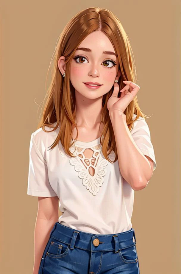 Uper body photo of m4r1n4ru1b woman, (best quality, masterpiece:1),(realistic:1.4), (best quality, ultra-detailed:1.2), highres, intricate details, (detailed face), from aside, <lora:m4r1n4ru1b:1>, wearing white shirt and jeans pants, happy face