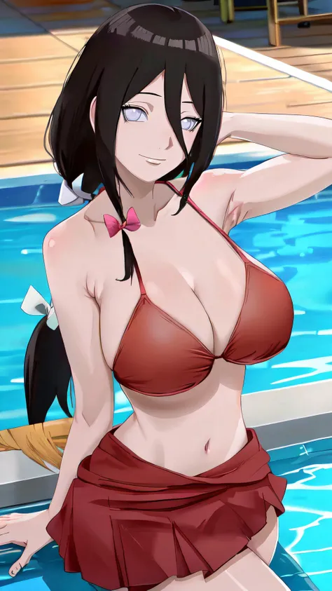 (high quality, 8k, 4K, High contrast, artwork:1.2, high quality, Best aesthetics), (Center), ((1 female)), pornography, sensuous, Sexy woman, Mature body, Very detailed, Beautiful face detail, Beautiful eyes detailed, Detailed beautiful mouth, Perfect breasts, Perfect wide legs, (shinomiya, kaguya
(kaguya shinomiya)), (Clear blue sky), (sunny), (Wet), (Wet hair),blush,Shy smile