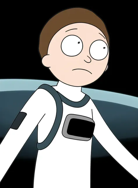 <lora:rick_and_morty_characters:0.7> rm_style, morty_smith, 1boy, solo, upper body, space suit