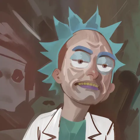 <lora:rick_and_morty_characters:0.5> rick_sanchez, 1boy, solo, upper body, <lora:DiscoElysiumStyle_v1:1> zaum, elysiumchar, portrait,