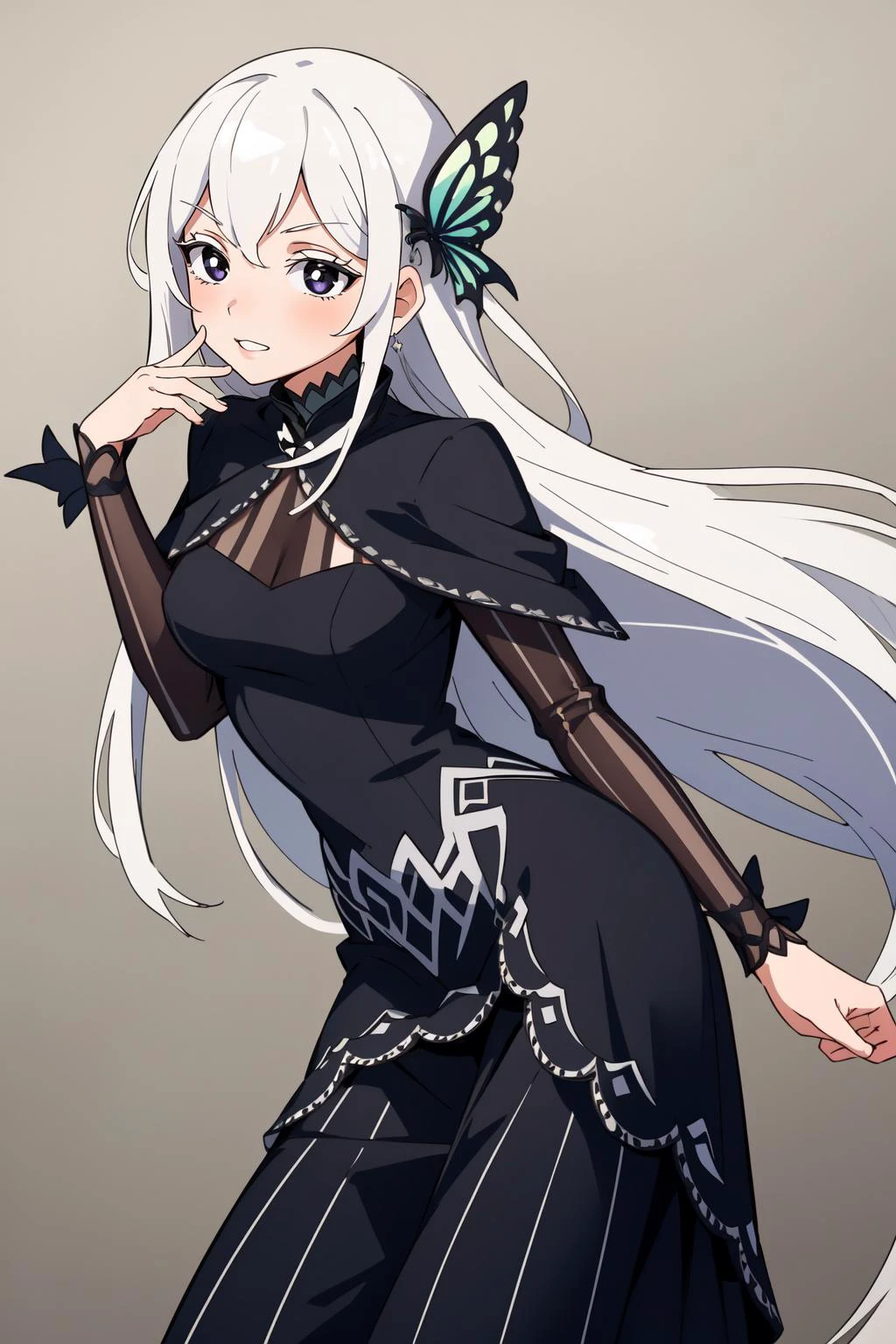 (masterpiece, best quality), intricate details,
<lyco:GoodHands-beta2:0.8>
1girl, <lora:Echidna:0.8> EchidnaRZM, colored eyelashes, long dress, black dress, vertical-striped dress,