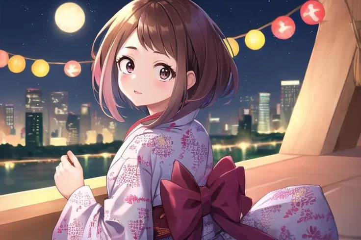 Ochako Uraraka, good quality , great quality , best quality ,  master quality , perfect quality , looking at viewer   , yukata