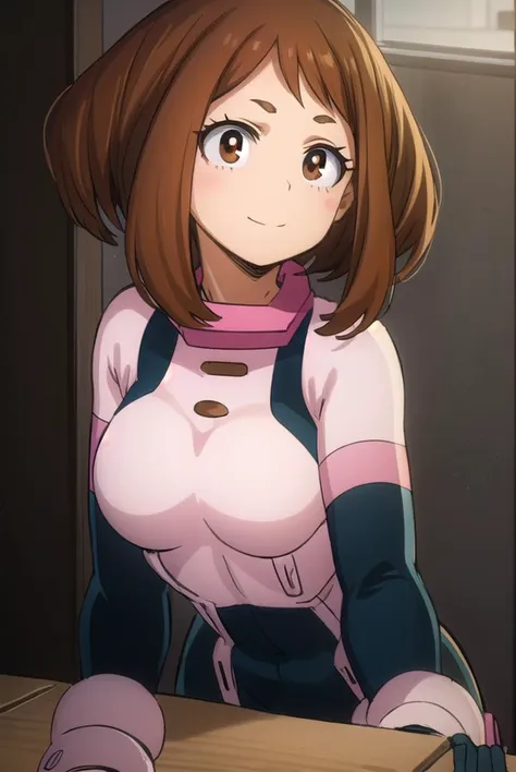 ochakouraraka, <lyco:ochako uraraka s3-lyco-nochekaiser:1>,
ochako uraraka, (uraraka ochako:1.2), (brown eyes:1.5), brown hair, short hair, blush, blush stickers, smile,
BREAK (bodysuit:1.5), skin tight, superhero,
BREAK indoors, classroom,
BREAK looking at viewer,
BREAK <lyco:GoodHands-beta2:1>, (masterpiece:1.2), best quality, high resolution, unity 8k wallpaper, (illustration:0.8), (beautiful detailed eyes:1.6), extremely detailed face, perfect lighting, extremely detailed CG, (perfect hands, perfect anatomy),