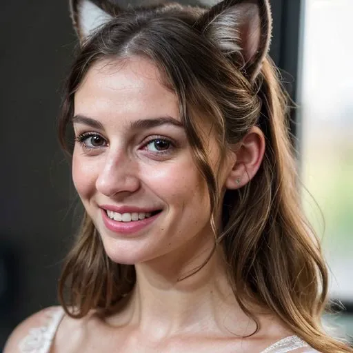 war photo of fox ears, 2women, cat ears, caucasian <lora:curls_hairstyle-10:0.1> curls_hairstyle, rim lighting, smile, cleavage,  (plain black background:1.1), modelshoot style, (extremely detailed CG unity 8k wallpaper), professional majestic photography, ((smiling:1.2)), (Leica M6 Camera), 24mm, exposure blend, hdr, faded, extremely intricate, High (Detail:1.1), Sharp focus, dramatic, soft cinematic light, (looking at viewer), (detailed pupils), 4k textures, soft cinematic light, adobe lightroom, photolab, elegant, ((((cinematic look)))), soothing tones, insane details, hyperdetailed, low contrast <lora:DETAIL_SLIDER_BY_STABLE_YOGI:0.4>, Tucked-in low ponytail <lora:breastinClass:0.1>