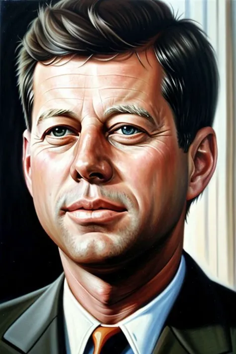 Intricate, classic oil painting of John F. Kennedy