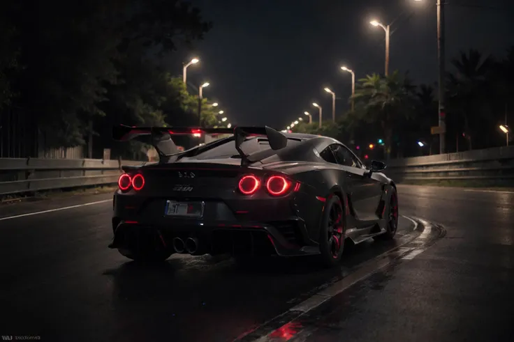 Best quality, masterpiece, ultra high res, (photorealistic:1.4), raw photo,Exciting road racing with flashing red taillights,night,black supercar,fix,<lora:sharpening_B_1.1:1.5>, <lora:Brightness Adjustment_B_1.1:0.3>, <lora:Brightness Control_L_1.1:-0.6>