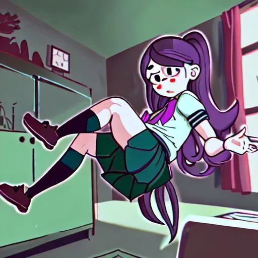 mabel pines de gravity falls con traje de colegiala mostrando su ropa interior y abriendo ambas piernas con medias negras