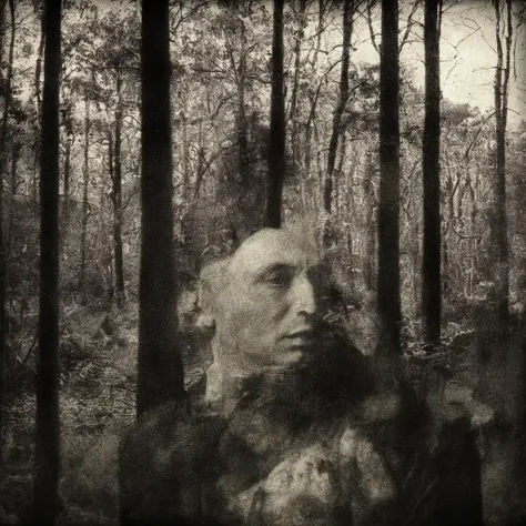 <lora:SDXL_double_exposure_Sa_May_V8:1> double exposure, a man in the city, forest, old color, sepia