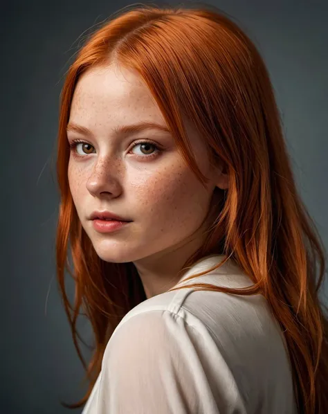 Hasselblad Award Winner, , art photography, cute 20 yrs old finnish girl ,buff skin, , skin detail, light brown eyes, shining true red hair flaps , eclectic, <lora:add-detail-xl:0.8>