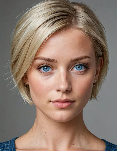 dutch woman, blonde, blue eyes, short hair