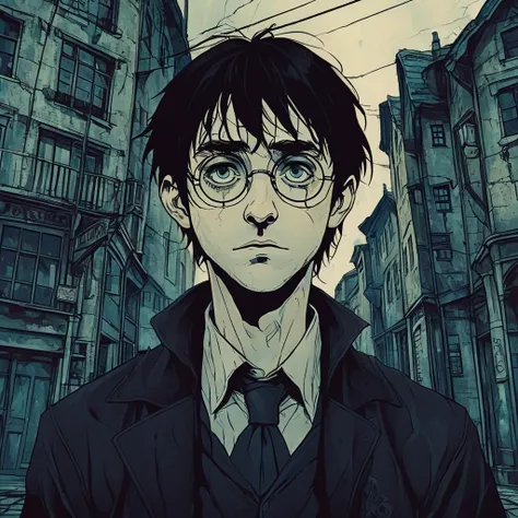 dark anime, portrait of Harry Potter in Diagon Alley  <lora:Dark_Anime:0.8>