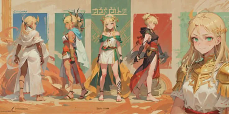full body, 5girls, simple background, white background, blonde hair, (greek), hoplite, sfw

AND 1girl, hoplite, (greek clothes:1.2) white robes (peplos|chiton|himation), shawl, (armor) (linothorax), muscular, pose, see-through, (tan), tanned, smug, smirk, (blonde hair), (green eyes), (eyeshadow) [facepaint] tattoo [bodypaint], fingerless gloves, oiled, sweat, from behind,

AND 1girl, hoplite, (greek clothes:1.2) white robes (peplos|chiton|himation), shawl, (armor) (linothorax), muscular, pose, see-through, (tan), tanned, smug, smirk, (blonde hair), (green eyes), (eyeshadow) [facepaint] tattoo [bodypaint], fingerless gloves, oiled, sweat, standing, from side, looking to the side,

AND 1girl, hoplite, (greek clothes:1.2) white robes (peplos|chiton|himation), shawl, (armor) (linothorax), muscular, pose, see-through, (tan), tanned, smug, smirk, (blonde hair), (green eyes), (eyeshadow) [facepaint] tattoo [bodypaint], fingerless gloves, oiled, sweat,  standing, looking at viewer,

AND 1girl, hoplite, (greek clothes:1.2) white robes (peplos|chiton|himation), shawl, (armor) (linothorax), muscular, pose, see-through, (tan), tanned, smug, smirk, (blonde hair), (green eyes), (eyeshadow) [facepaint] tattoo [bodypaint], fingerless gloves, oiled, sweat, standing, from side, looking to the side,

AND 1girl, hoplite, (greek clothes:1.2) white robes (peplos|chiton|himation), shawl, (armor) (linothorax), muscular, pose, see-through, (tan), tanned, smug, smirk, (blonde hair), (green eyes), (eyeshadow) [facepaint] tattoo [bodypaint], fingerless gloves, oiled, sweat, standing, upper body, looking at viewer