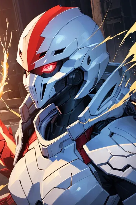 (masterpiece:1.4), (detailed face:1.2), (realistic proportions:1.1), intricate design, perfect face, (best quality:1.2), extremely detailed, high detail, highres, textured skin, 8k, highres, absurdres, best quality, cinematic lighting, very detailed, highest quality, ultra-detailed, extremely detailed, powerful impression, hyperdetailed, (female alien), pale skin, (venous armor:1.2), (white helmet), red visors, (white armored suit:1.2), canon blaster arm, {red glowing energy}, (dark aura), (sci-fi), solo,