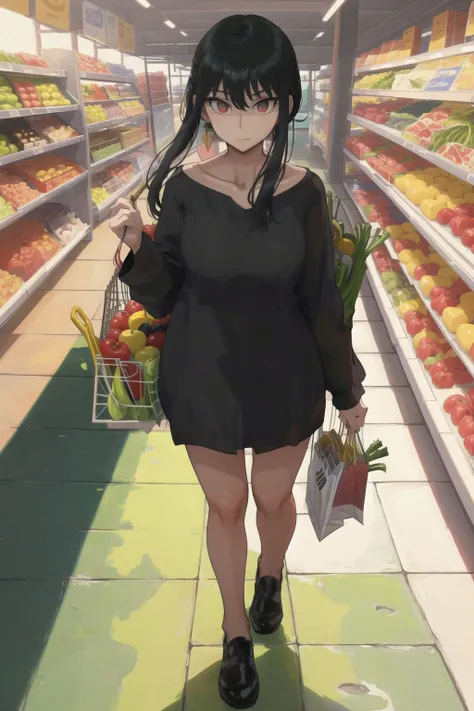 (1girl shopping:1.4)  grocery store produce section fresh fruits veggies
wide angle 35mm cool blue farmer market walking pushing, gloss tile isle 
 Volumetric Lighting, Best Shadows, Shallow Depth of Field, photograph of Stunningly Beautiful Girl, Delicate Beautiful Attractive Face With Alluring Sharp Eyes, Eyebrows, (Highest Quality, Amazing Details:1.25), (Solo:1.3), Brilliant Colorful Paintings <lora:yorBriarSpyXFamily_v10:0.95>  (shopping kart cart) film grain a7siii (holding purse) full body