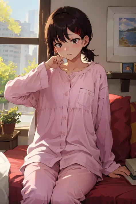 (masterpiece), (best quality), (detailed), <lora:Kobeni:1>, pyjama, sleepy