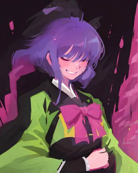 <lora:DiscoElysiumStyle:1> <lora:anime_minimalist_v1:1> 1girl, tuxedo, hanbok, seductive_smile, leaning_on_object, colorful, sketch, silhouette