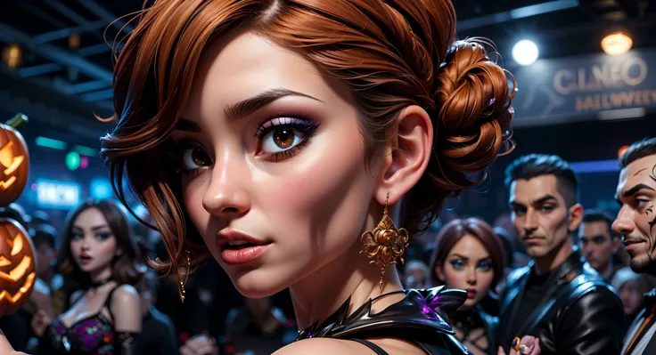 dynamic pose, (perfect female body, narrow waist:1.21), (wide hips:1.10), (Miranda Kerr:0.85), (perfect face, detailed face, beautiful:1.3), (make up, long eyelashes:1.10), dansing, (ultra detailed, delicate pattern, intricate detail:1.21), (rave, club, halloween party, people in background, men and women, crowded club:1.4),(smoke:1.2), contour light,
BREAK
(sharp focus, ultra realistic 8k cg, cinematic, highres:1.10),<lora:add_detail:0.8>, <lora:LowRA:0.8> dark theme <lora:Street_Tones-10:0.7> Street_Tones,