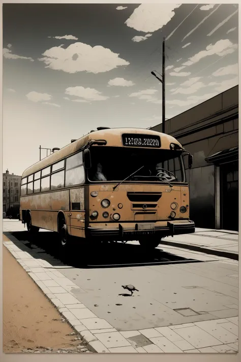 a bus that is sitting in the grass , Street_Tones