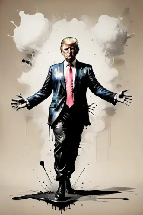 ink splotch of Donald Trump, full body, action pose,    <lora:street_tones:1>