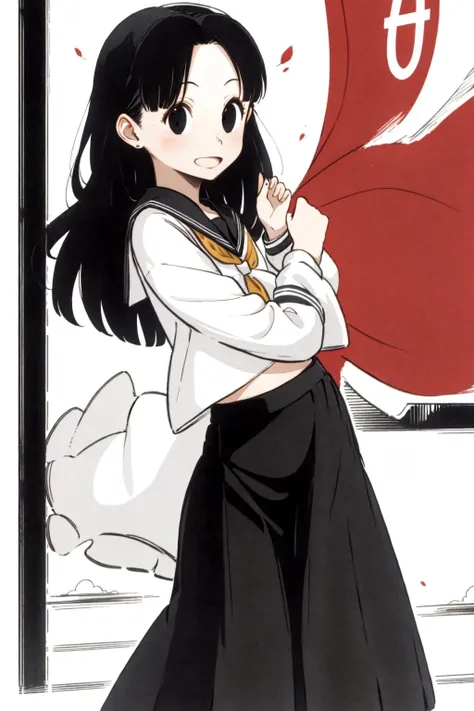erika,black hair,black eyes,serafuku,<lora:0003Rerika:1>,long_skirt,pose,looking_at_viewer,