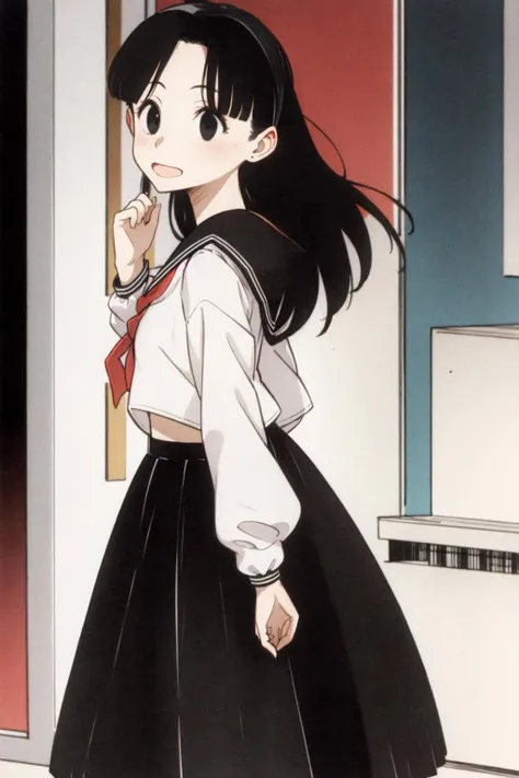 erika,black hair,black eyes,serafuku,<lora:0003Rerika:1>,long_skirt,+_+,