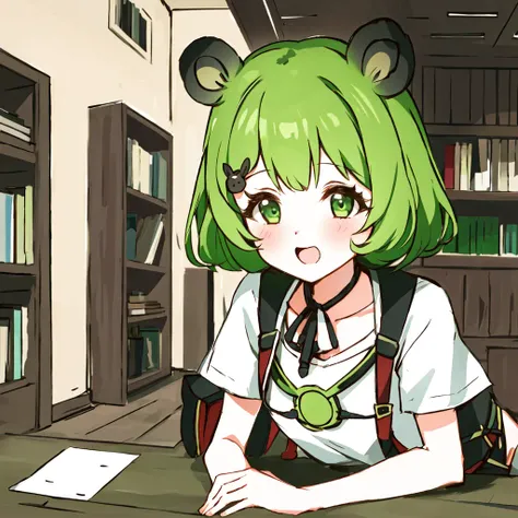 hinokuma ran,solo,1girl,<lora:hinokuma ran:1.0>,green hair