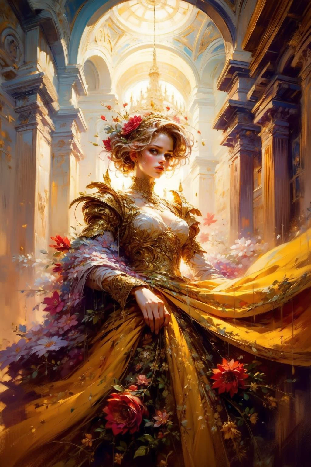 (masterpiece:1.1), (best quality:1.1), (intricate:1.1), (detailed:1.1), (ornate:1.1), (aesthetic:1.1), (vibrant colors:1.1), BREAK,
(rococo:1.0), (baroque:1.0), BREAK,
(cowboy shot:1.0), (solo:1.0), (1girl:1.1), (floral dress:1.0), (elegant:1.0), (lycoris flowers:1.1), <lora:DWM_painting:0.8>, BREAK
(marble:1.0), (arches:1.0), (pillars:1.0),