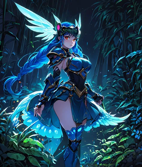 noelle_silva,long hair ,twintails, bangs, earring,silver hair,purple eyes,((water_armor)),(wings),crown, valkyrie, armored dress, angel, tree, sunset,autumn,autumn leaves,((under water:1.3)), night, moon, (dancing:1.2), volumetric lighting, best quality, masterpiece, intricate details, tonemapping, sharp focus, hyper detailed, trending on Artstation,