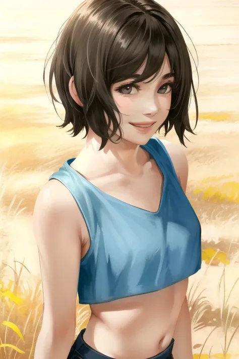 (best quality:1.0), young 1girl, stunningly attractive, solo, masterpiece, best quality, tomboy, short hair, crop top, realistic
playful, happy
nixeu <lora:nixeuStyleLora_100:0.5>