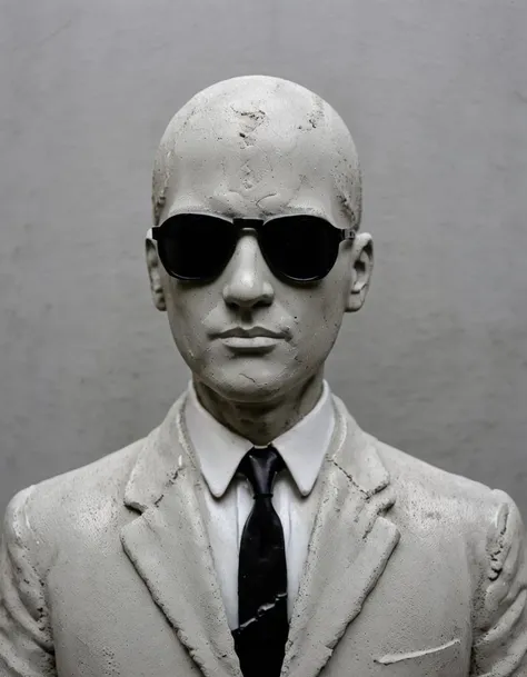 a Secret Agent made of Freshly poured concrete