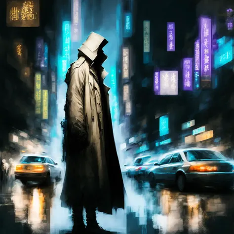 photo, Cyber Hacker Man standing, wearing Trenchcoat in the Streets of Hong Kong (CyberHacker style:1) <lora:djzCyberHacker:0.8>