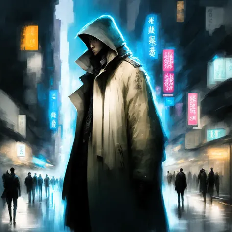 photo, Cyber Hacker Man standing, wearing Trenchcoat in the Streets of Hong Kong (CyberHacker style:1) <lora:djzCyberHacker:0.8>