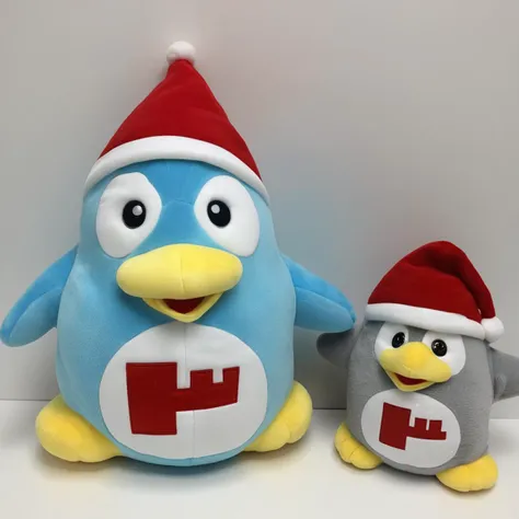 A plush penguin toy that exudes happiness and joy. The penguin should have a cheerful facial expression, perhaps with a big smile and twinkling eyes. Its body should be soft and huggable, made from high-quality plush material. On the penguin's belly, there should be red writing that is clearly legible, perhaps a word or phrase that adds to the toy's cheerful theme. The overall design should be child-friendly and inviting, making it a perfect gift for kids or penguin enthusiasts,<lora:donpen:0.65>