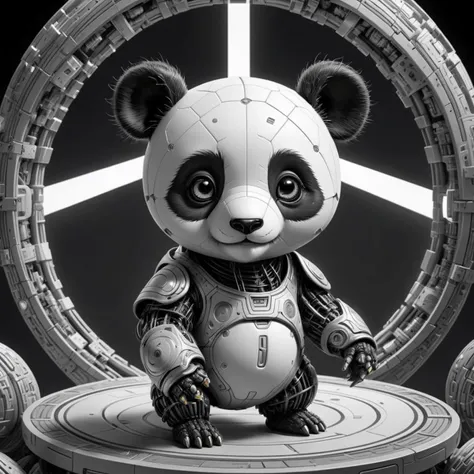 Cute cartoon image a full-body panda, has an elegant and sophisticated appearance, combining elements of artificial intelligence with a touch of unique personality. Its structure is formed by smooth lines and contours, conveying a sense of fluidity and modernity. --auto --s2