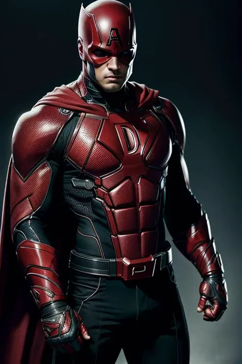 (8k, RAW photo, best quality, masterpiece:1.2), ultra detailed, official art, photo-realistic:1.37, upper body shot, marvel daredevil, film grain, action pose