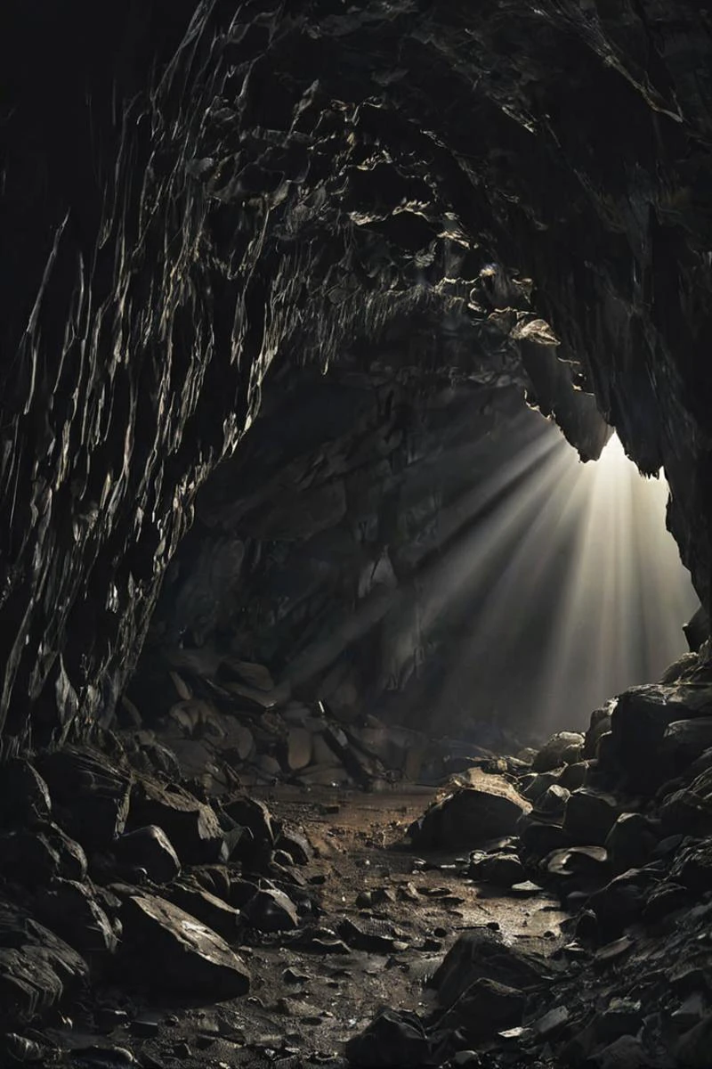 a dark cave