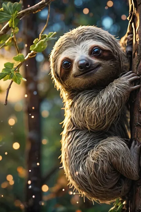((Big eyed realistic sloth)), hanging from a tree, <lora:duck_20230805184525:0.8>, AS-AdultV2,cowboyshot,dynamic angle,(fantasy style:1.2),(high quality:1.3),(best quality:1.3),(masterpiece:1.3),official art,official wallpaper,4k textures,(epic:1.2),(mysterious atmosphere:1.2),aurora borealis,(twilight:1.2),subtle sparkles,whimsical vibes,(detailed:1.05),(extremely detailed:1.06),sharp focus,(intricate:1.03),(extremely intricate:1.04),low contrast,soft cinematic light,soothing tones,hdr,(beautiful scenery:1.08),(detailed scenery:1.08),(intricate scenery:1.07),(wonderful scenery:1.05),(beautiful face:1.1),[perfect eyes:0.8],[perfect skin:0.8],[detailed face:0.8],[detailed eyes:0.8],[detailed hair:0.9],[detailed lips:0.8]