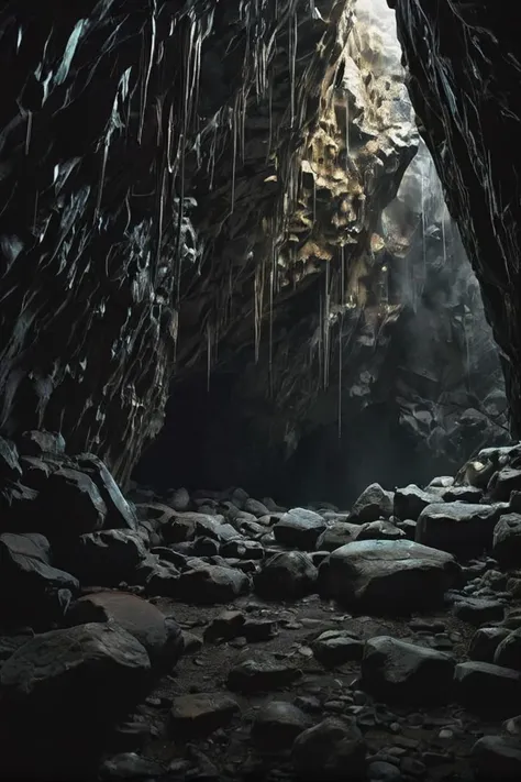 a dark cave