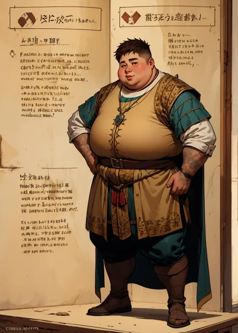 a male teenager with medieval clothing (fat:1.1), obese,
brown eyes, brown hair, short hair, dnd a character profile,
<lora:derpd - DerpdeedooStyle:0.4> derpd