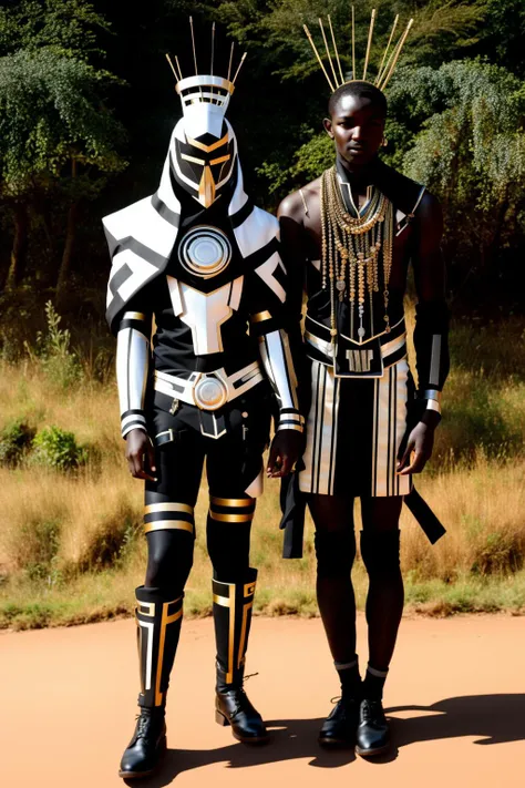 cyber_africa, photo of two people in costumes, Adam Saks, cyberpunk, concept art, antipodeans