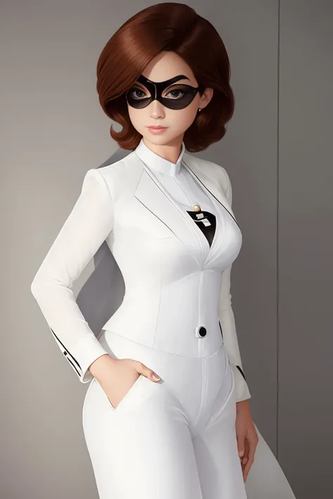 ElastigirlHelenParr <lora:ElastigirlHelenParr:0.8> wearing a white (pantsuit:1.5)