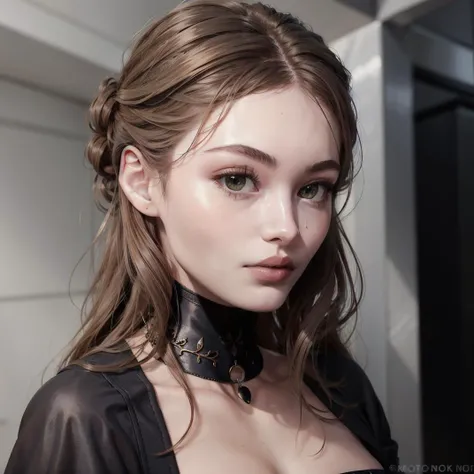 Portrait of a ((stunning)) woman,black choker, 4K, high quality, masterpiece,ethereal, <lora:neytiri1-10:0.1>, <lora:grelizabeth1-12:0.8>,looking at the camera