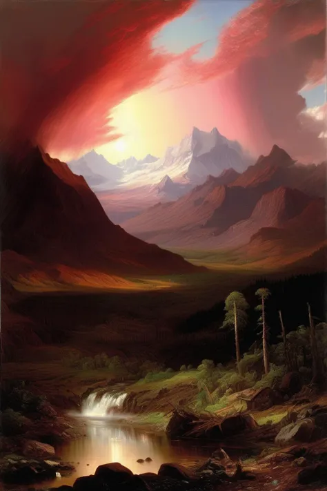 <lora:Thomas Moran Style:1>Thomas Moran Style - Tillage by Frederic Edwin Church, in the style of mountainous vistas
