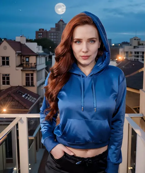 cinematic photo <lora:quiron_simoneSimons_v5_Lycoris:0.87> SimoneSimonsQuiron woman, simone, simons, makeup, Flying, holding weapon, from above, concert, night, full moon, hairjob, blue hoodie, (pants), wavy mouth, . 35mm photograph, film, bokeh, professional, 4k, highly detailed