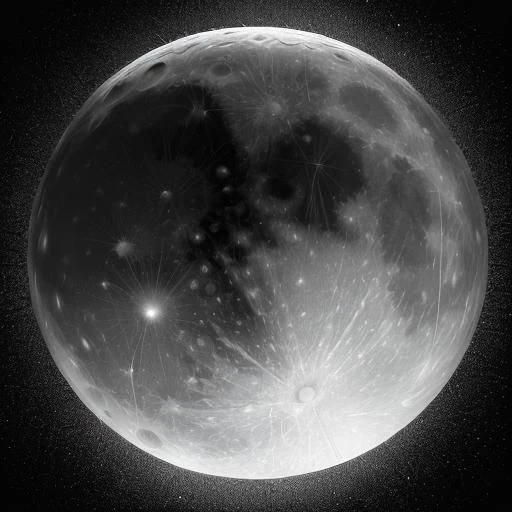 32k UHD portrait of moon view from Earth, (full moon), bright stars, visible details, flying comet, ((Physchadelic style ))