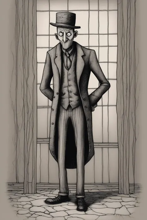 John Kenn Mortensen Style - drawing of a comedian in the style of john kenn mortensen