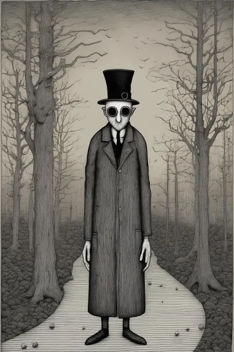 John Kenn Mortensen Style - an original artwork in the style of Edward gorey