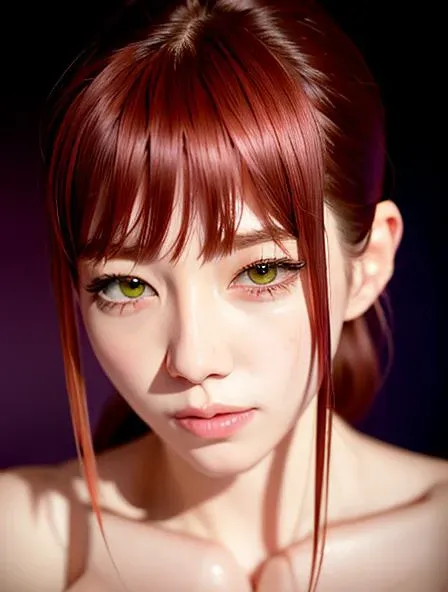 best quality ,masterpiece, open_mouth, open_eyes, illustration, an extremely delicate and beautiful, extremely detailed ,CG ,unity ,8k wallpaper, Amazing, finely detail, (depth of field:1.4), 1girl,{long braided hair}, yellow eyes, {{Bright_red_hair}},realistic,photorealistic,real texture,full body,8k detail background,Glossy skin,light Particle, ray tracing, (adult face:1.2), (Kpop idol), full body, out, show Clavicle, perfect skin, porn, on bed ,<lora:makimaChainsawMan_offset:1.9>